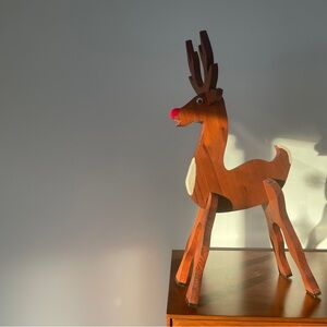Vintage Wooden Rudolph the Red Nosed Reindeer